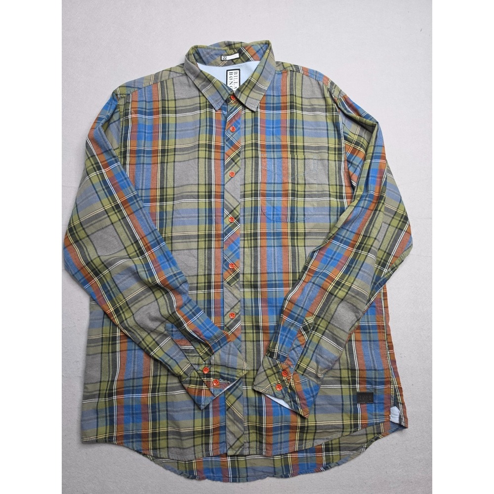 Billabong Shirt Men's XL Multicolor Plaid Cotton Logo Button-Up Everyday Wear